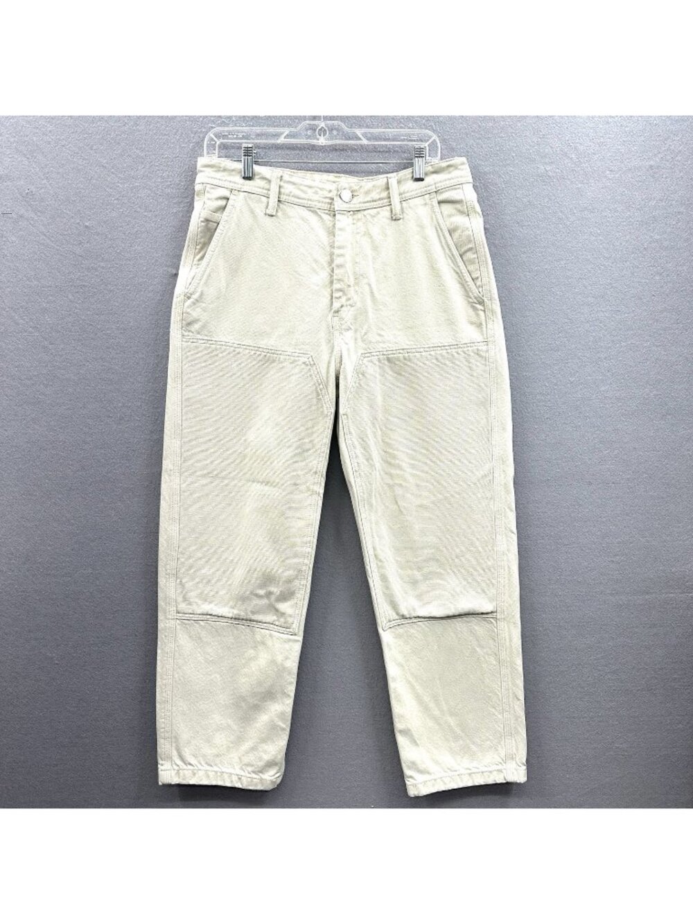 H&M Jeans Mens 31x30 Off White Loose Fit Carpenter Double Knee Barrel Workwear